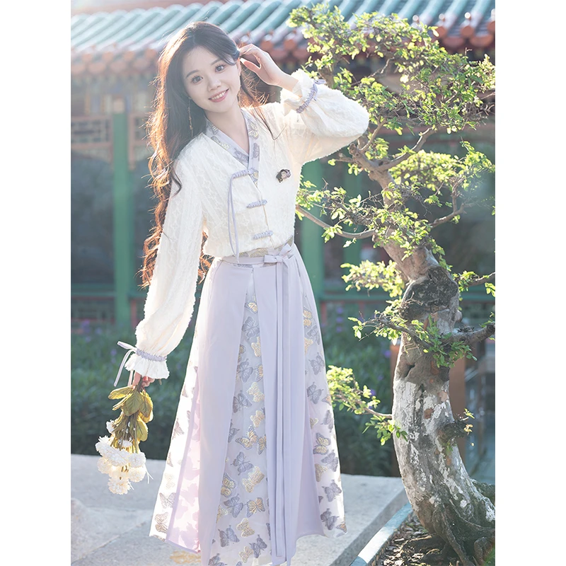 瑶西【蝶恋花】汉服国风汉元素女装裙子爆款春款古风冬新款长袖套装