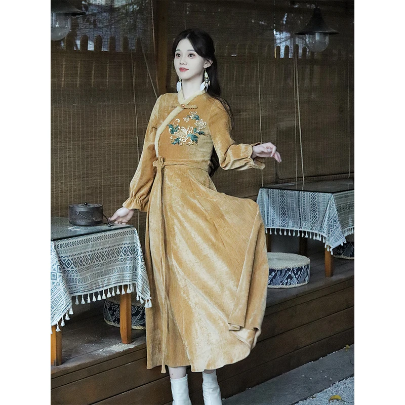 瑶西【金昭玉粹】汉服国风长袖裙子女装春款新款民族风高级感连衣裙