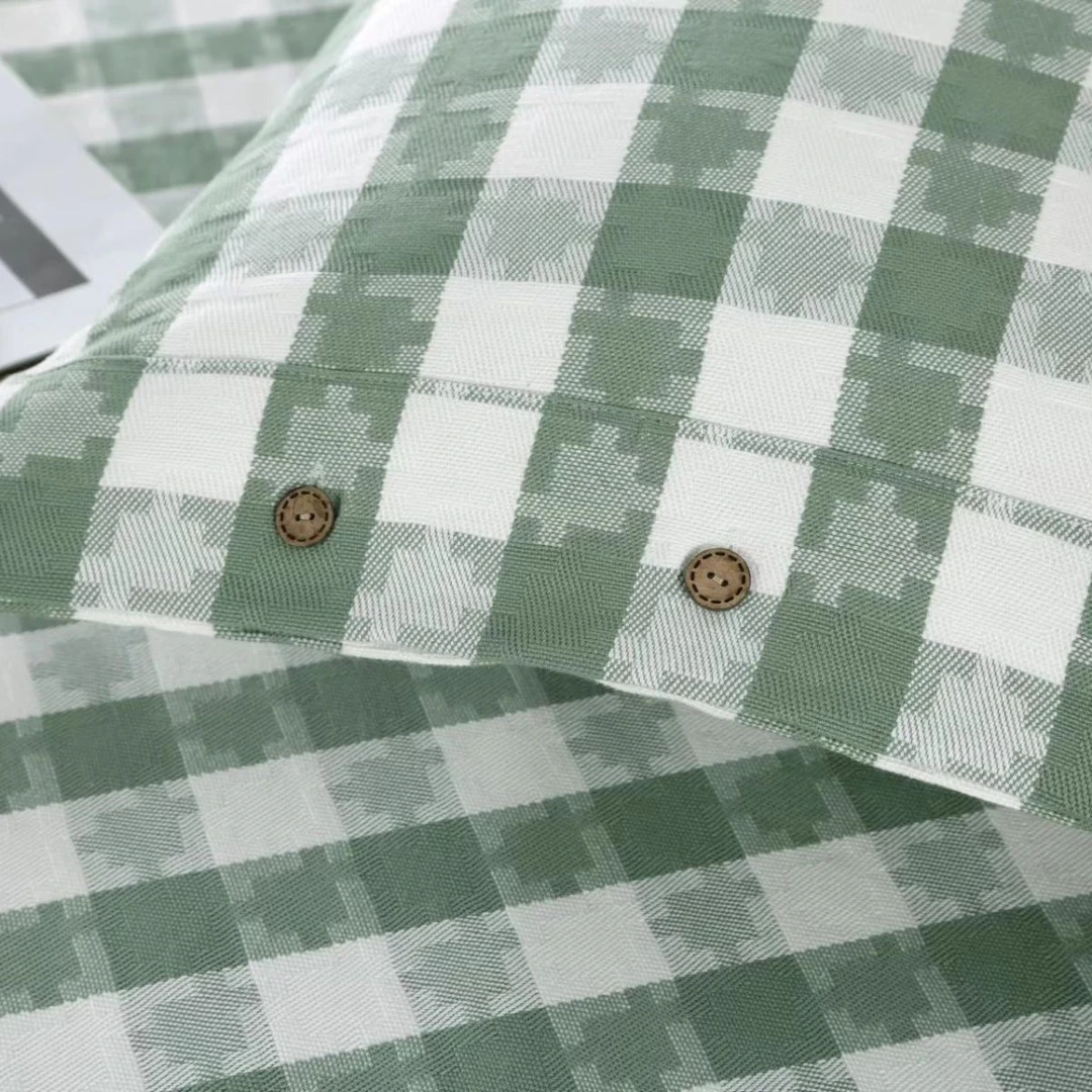 纯棉老粗布提花三件套