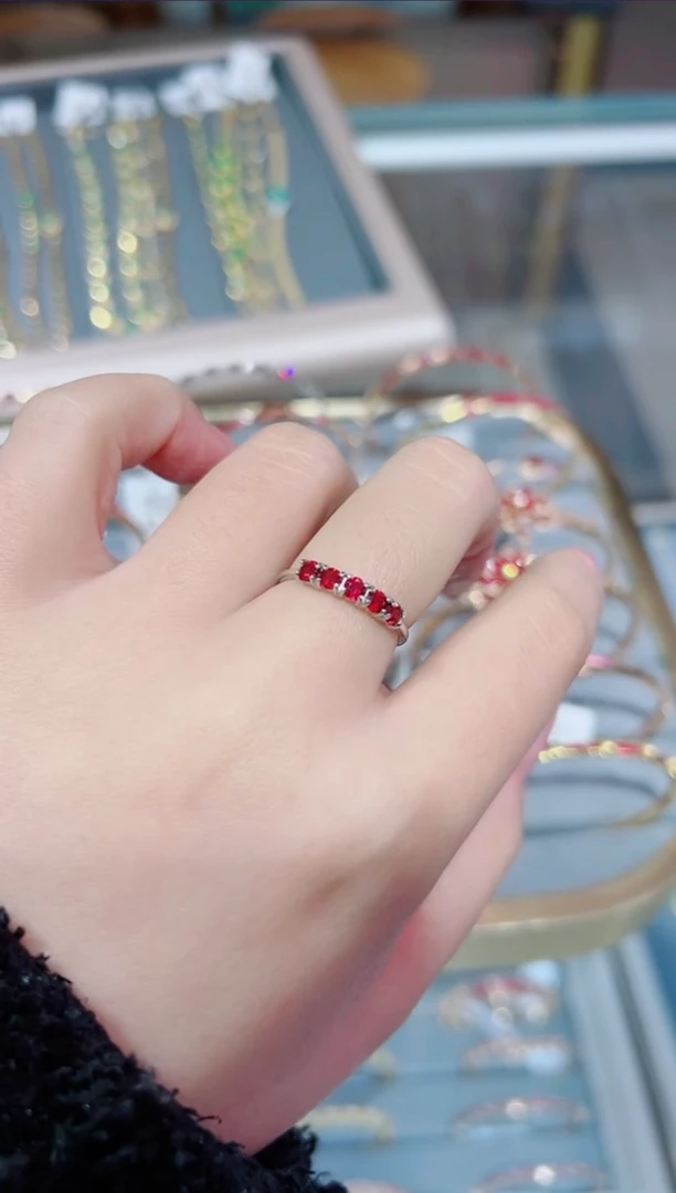【闪购商品】石榴石戒指银S925镶嵌·
