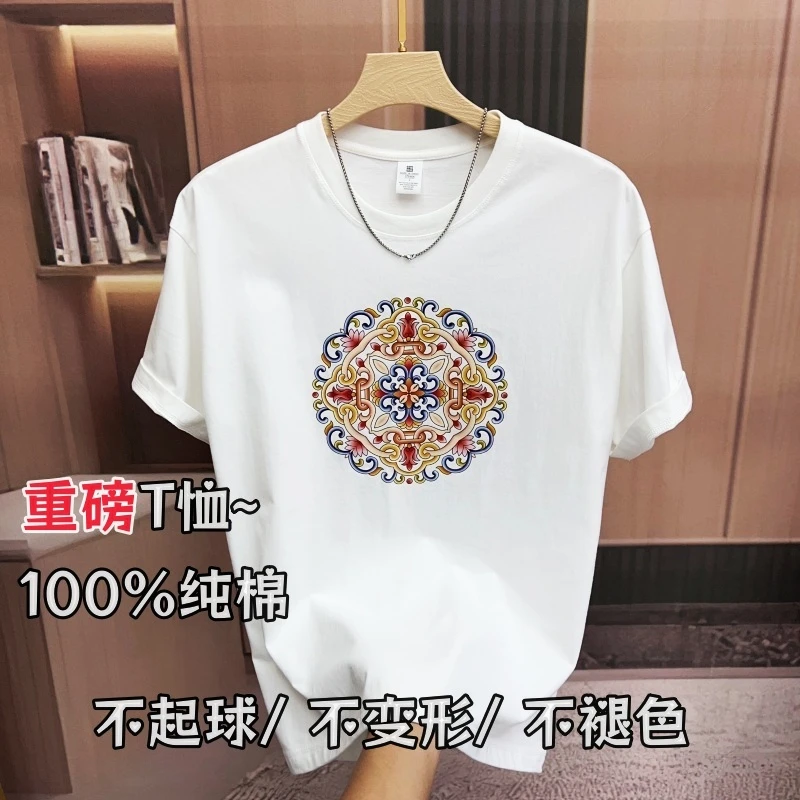 【国潮风】男女同款重磅纯棉短袖T恤夏季新款时尚潮流设计圆领上衣