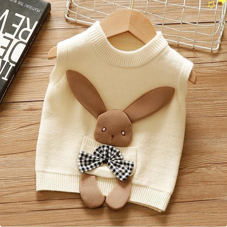 女童针织背心春秋装2022新款洋气1-3岁女孩坎肩衣服5宝宝毛衣马甲