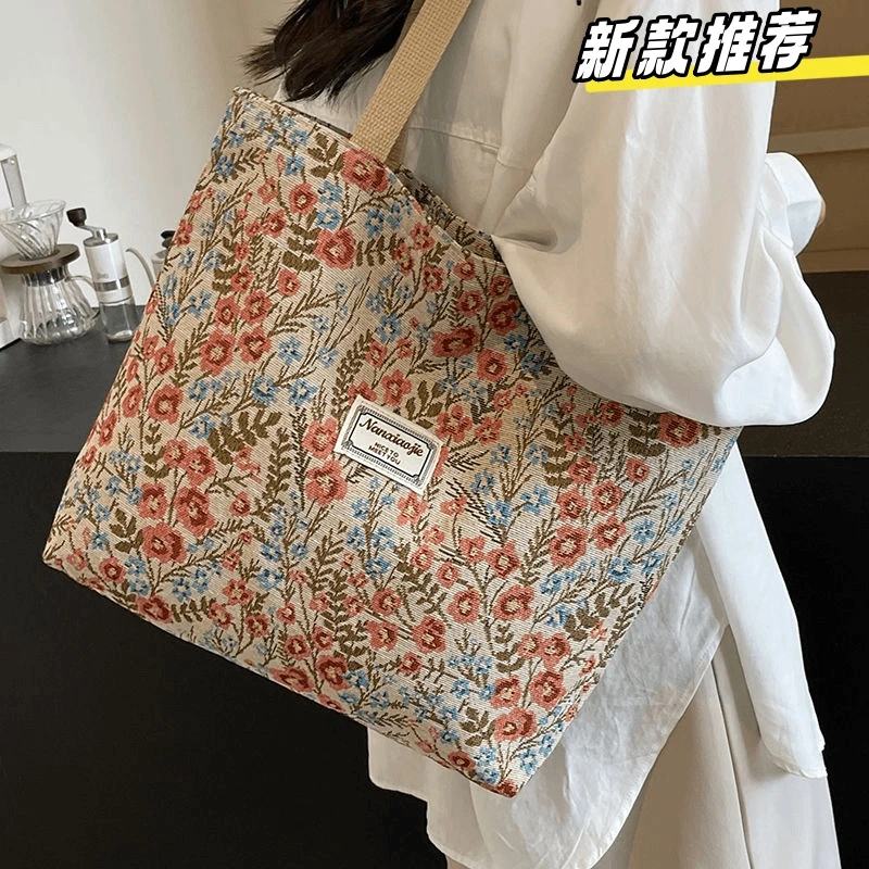 2025新款时尚小众ins大容量帆布包包女托特包上课上班通勤手提包