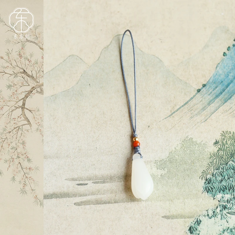 东方俪DOFUNLY【卿时月-玉兰】和田玉手机挂件设计款WYGJ空谷