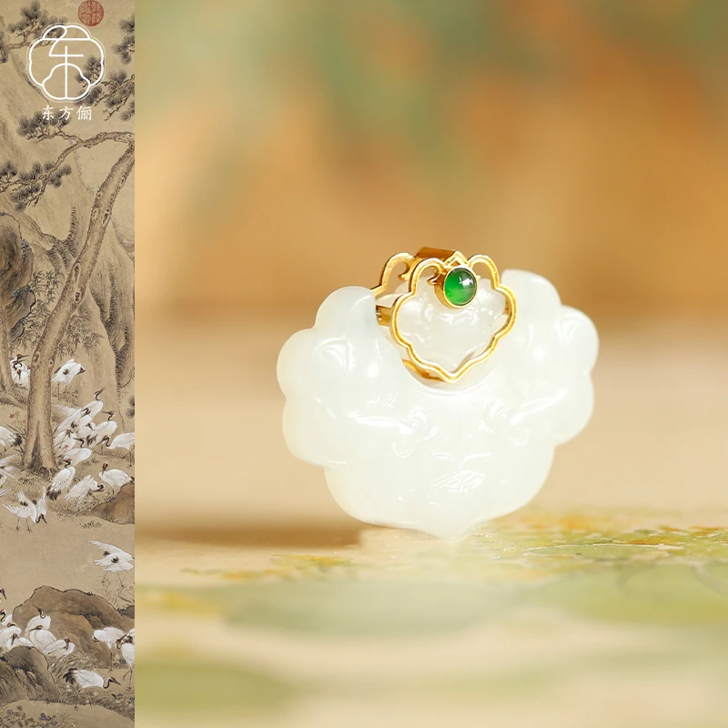 东方俪DOFUNLY【云雾漫】和田玉18K金如意金鱼新中式吊坠WYDZ云窗