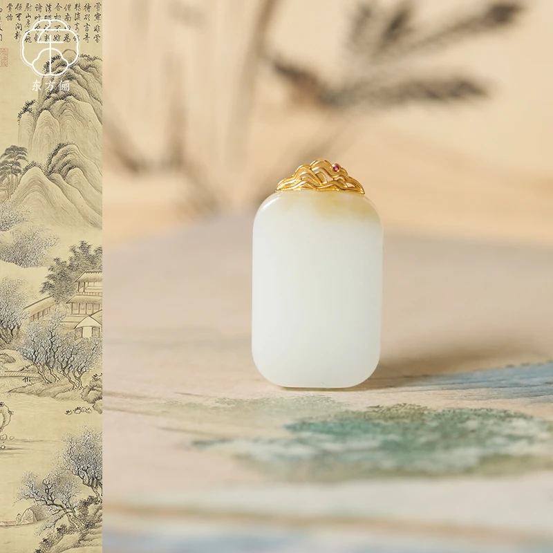 东方俪DOFUNLY【无暇雪】和田玉无事牌18K金吊坠WYDZ霁月