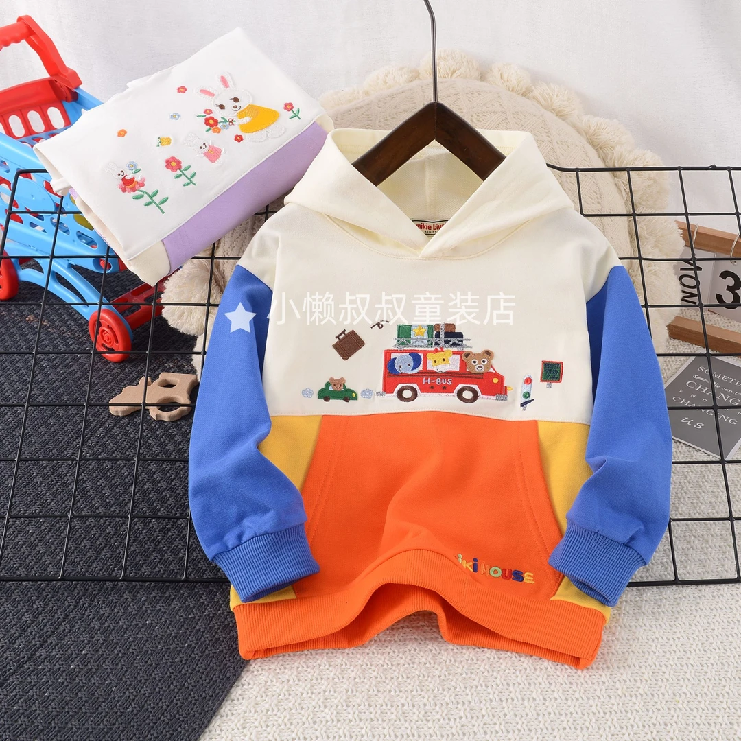 福宝宝春秋款旅行小熊小兔子连帽卫衣种花卫衣