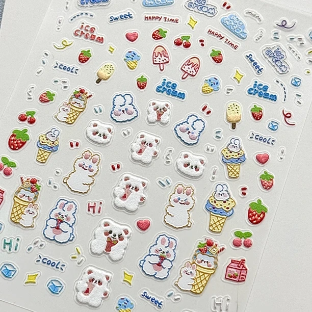 《直播间自拍》5d浮雕美甲贴纸和diy手工配件饰品