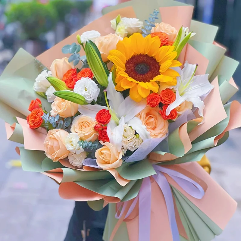 香水百合康乃馨花束送妈妈玫瑰鲜花速递同城上海生日乔迁配送花店