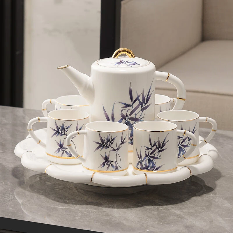 中式骨瓷可旋转水具套装客厅轻奢高档茶壶茶杯整套礼盒杯具套装