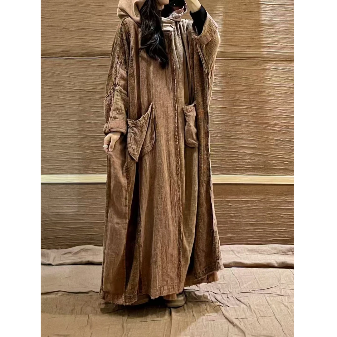 MSE3312连帽拼花长袍（衣长125胸围160）