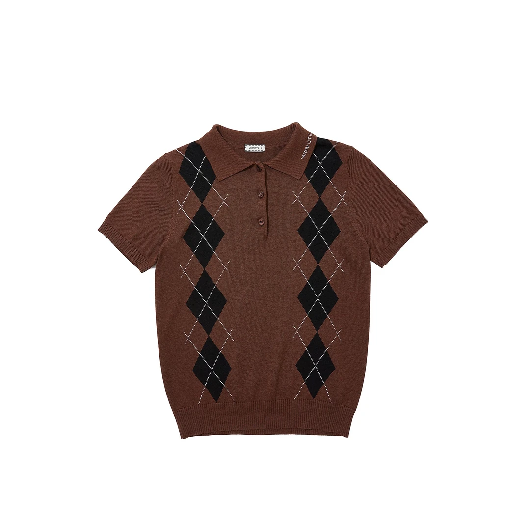 M1DNOTE 菱格针织POLO短袖