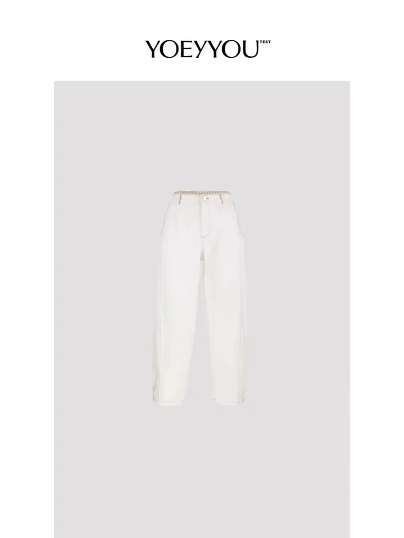 YOEYYOU复古九分O型牛仔裤女24春夏新品设计师款斜纹显瘦时髦长裤