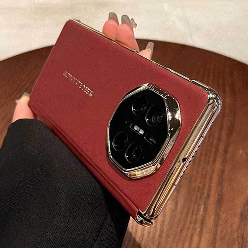 适用华为Matex5真皮秒变XT手机壳镜头全包Matex5中国红中轴全包壳