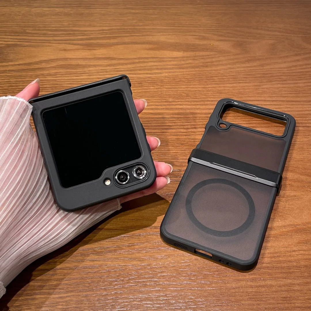 适用三星zflip6折叠屏手机壳zflip5新款亚克力磁吸w24flip包中轴