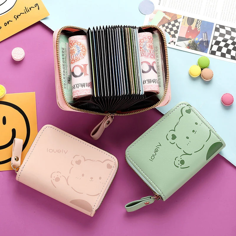 2025新款防消磁可爱卡通卡包女小巧多卡位银行卡套学生拉链零钱包