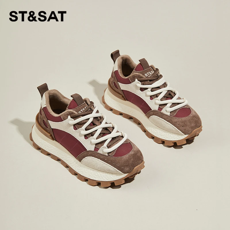 星期六港风小蛮腰厚底老爹鞋女款2025冬季新款时尚百搭时尚休闲鞋