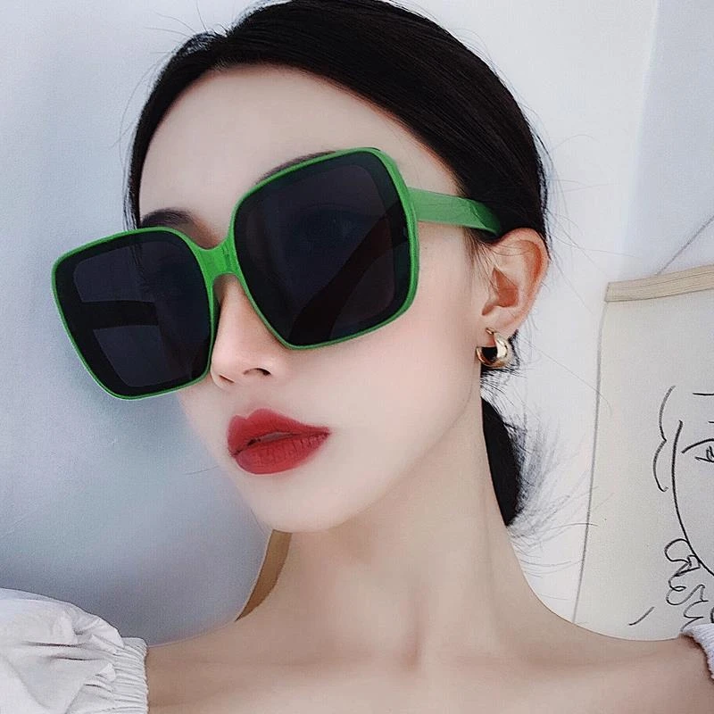 明蒂网红款超大框森林绿色墨镜女圆脸小太阳镜韩版潮眼睛百搭眼镜