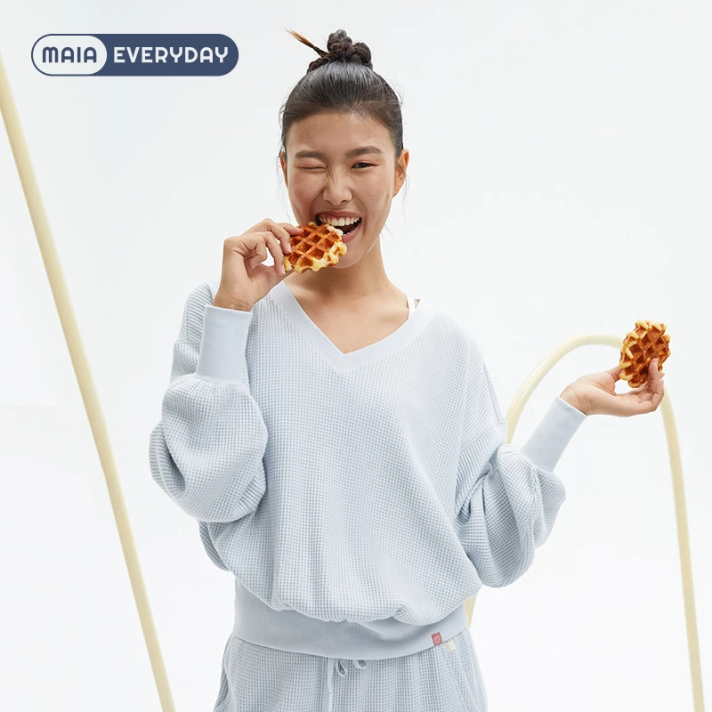 【明君专享】MAIAACTIVE华夫格系列宽松短款休闲舒适卫衣 222SW019