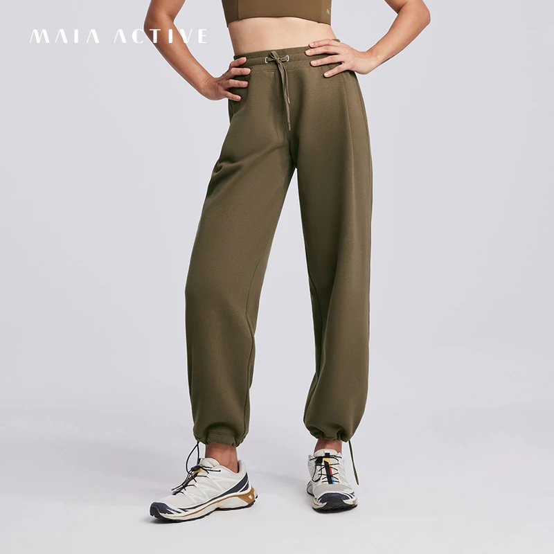 达人专享MAIAACTIVE绵柔宽松柔软运动休闲抽绳可收脚卫裤212PN016