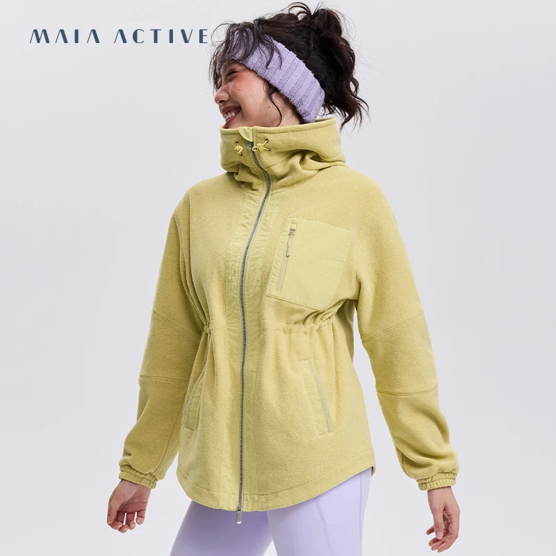 摇粒绒保暖防水连帽户外运动夹克瑜伽外套 MAIA 242JK100