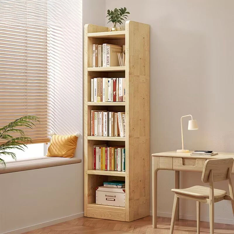 新疆包邮实木转角书架落地置物架松木窄缝柜儿童家用收纳柜子客厅