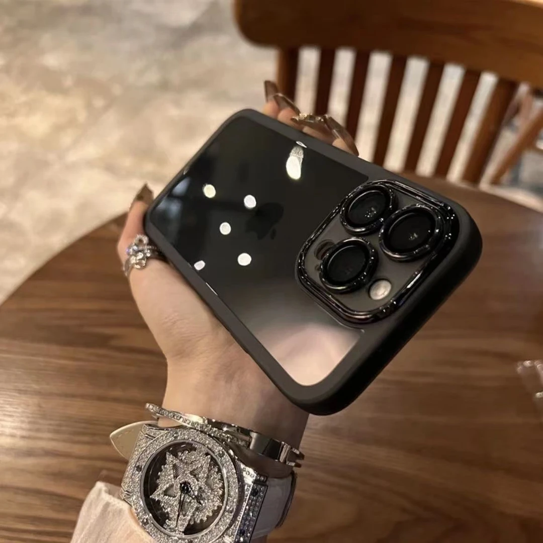 奢华苹果14promax手机壳自带镜头膜iPhone13/12/11透明保护套男女