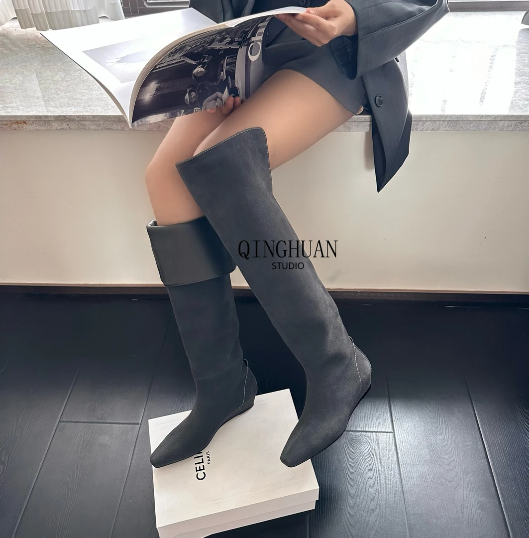 【清欢2店】[现线条感两穿]真皮极简 | 百搭时尚气质时装靴 |4cm