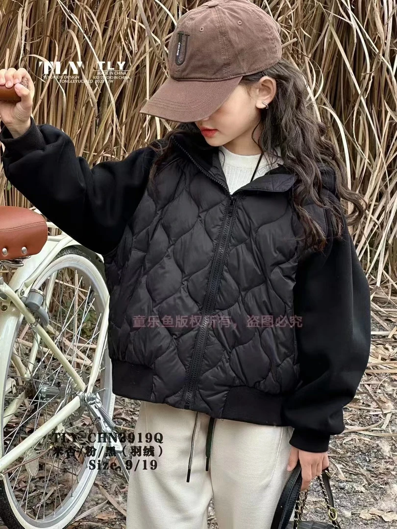清仓童乐鱼儿童白金羽绒服男女童校服神器连帽外套120-170码