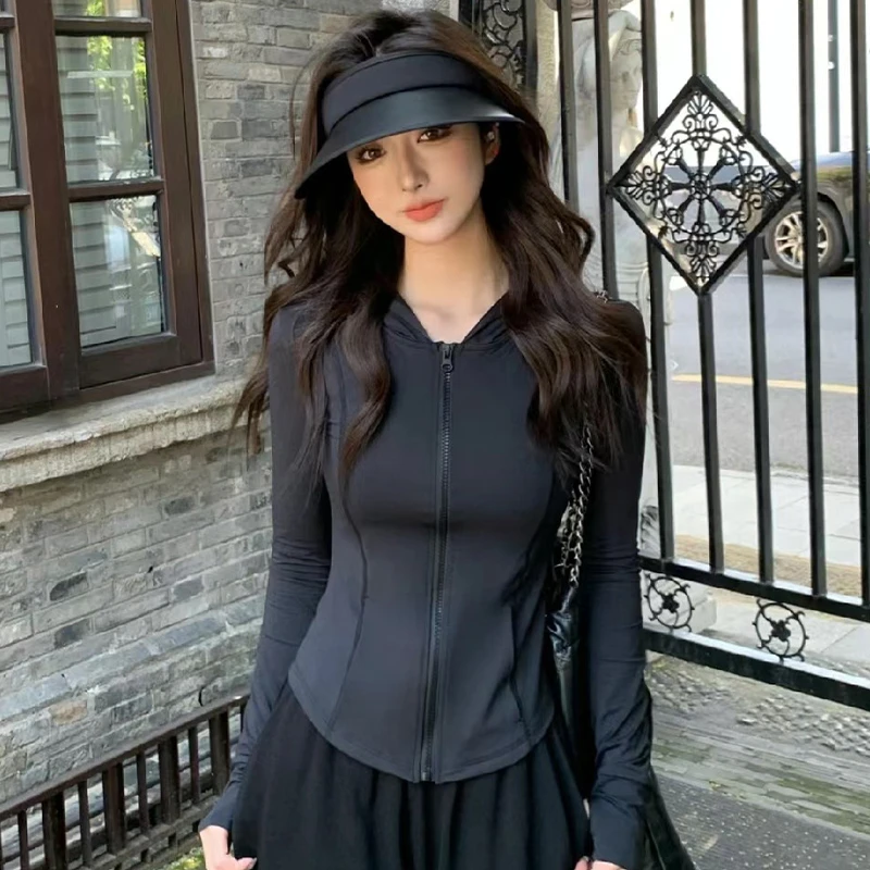 石榴家UPF50+防晒衣女鱼骨冰丝修身透气防紫外线轻薄短款运动服