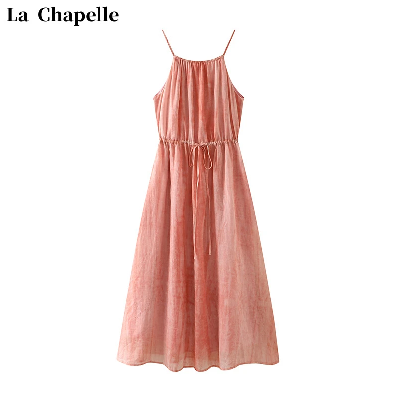 La Chapelle/拉夏贝尔吊带时尚连衣裙甜美夏季韩版少女长裙收腰裙