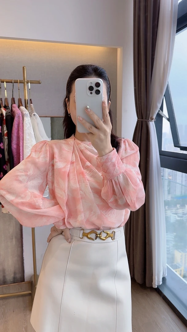 【25134】真丝长袖衬衫秋装女2025年新款设计感洋气减龄桑蚕丝上