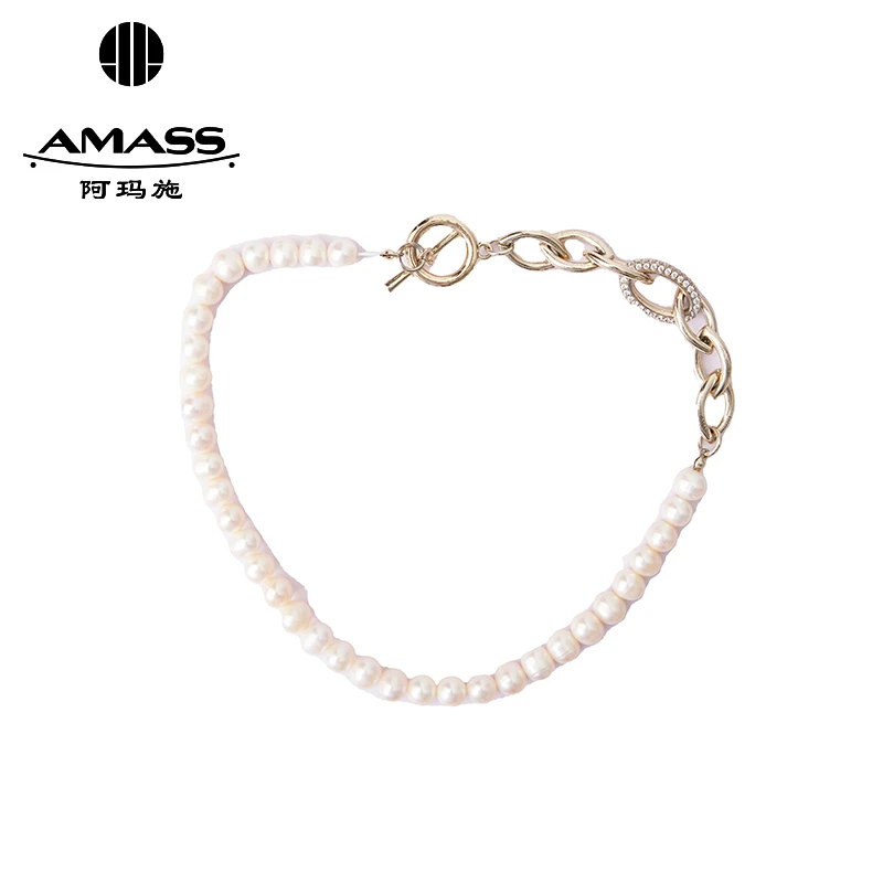 AMASS/阿玛施 合金合成锆石项链 气质拼接小众锁骨链颈链5900404