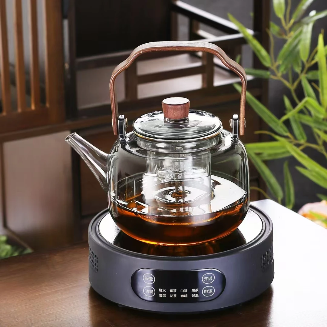 米厨电陶炉1500W+1200毫升烟灰提梁壶 保温家用蒸煮蒸茶耐热