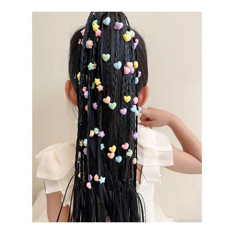 儿童假发麻花辫子女童甜酷拳击辫女孩高马尾扎头发发圈脏脏辫发圈