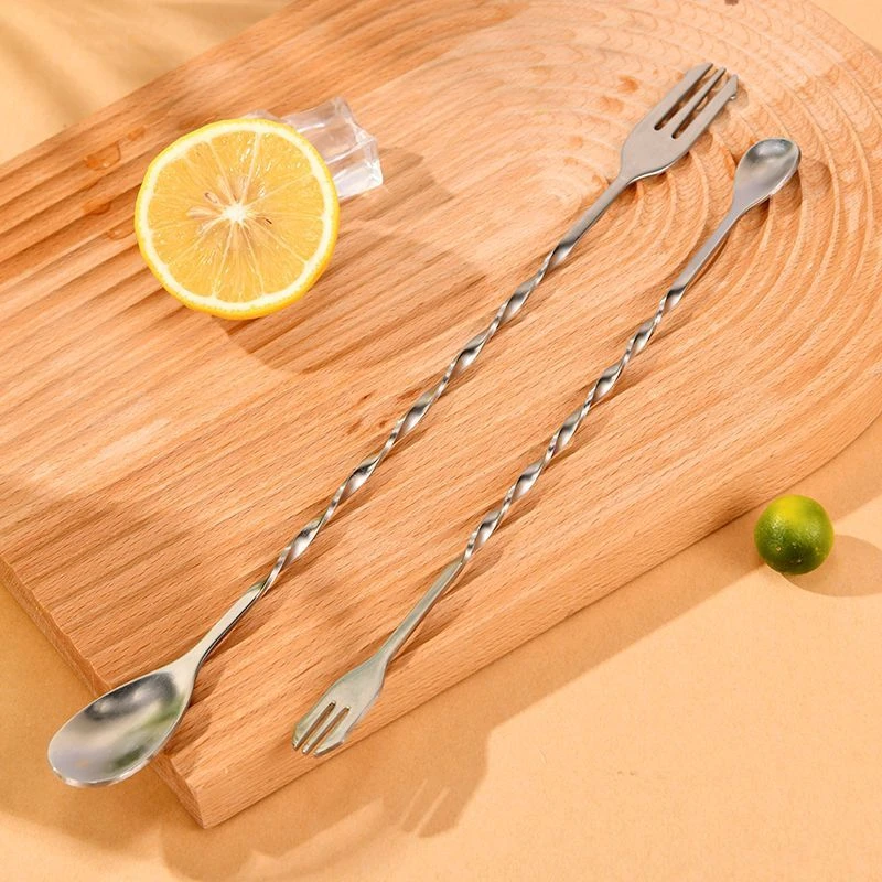 不锈钢长吧勺长柄搅拌棒鸡尾酒调酒棒咖啡奶茶搅拌勺巴勺吧匙螺旋