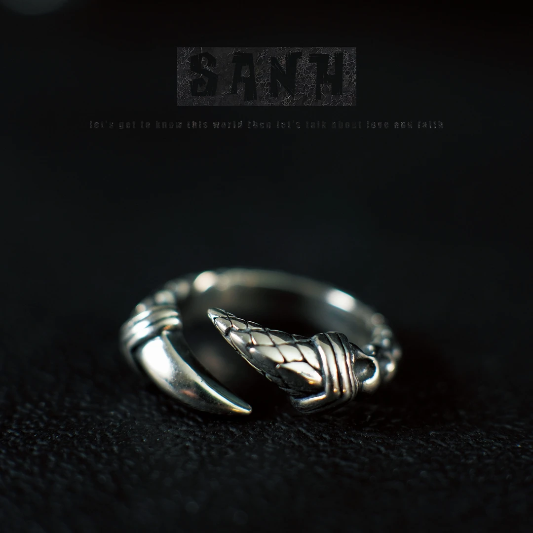 925银戒指 SANH男戒指【龙爪】个性做旧可调节小众复古民族风时尚