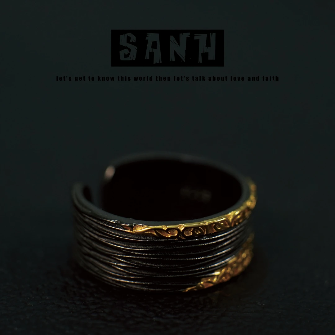 925银戒指 SANH男戒指【常青藤】雕刻小众个性手工复古民族风男士