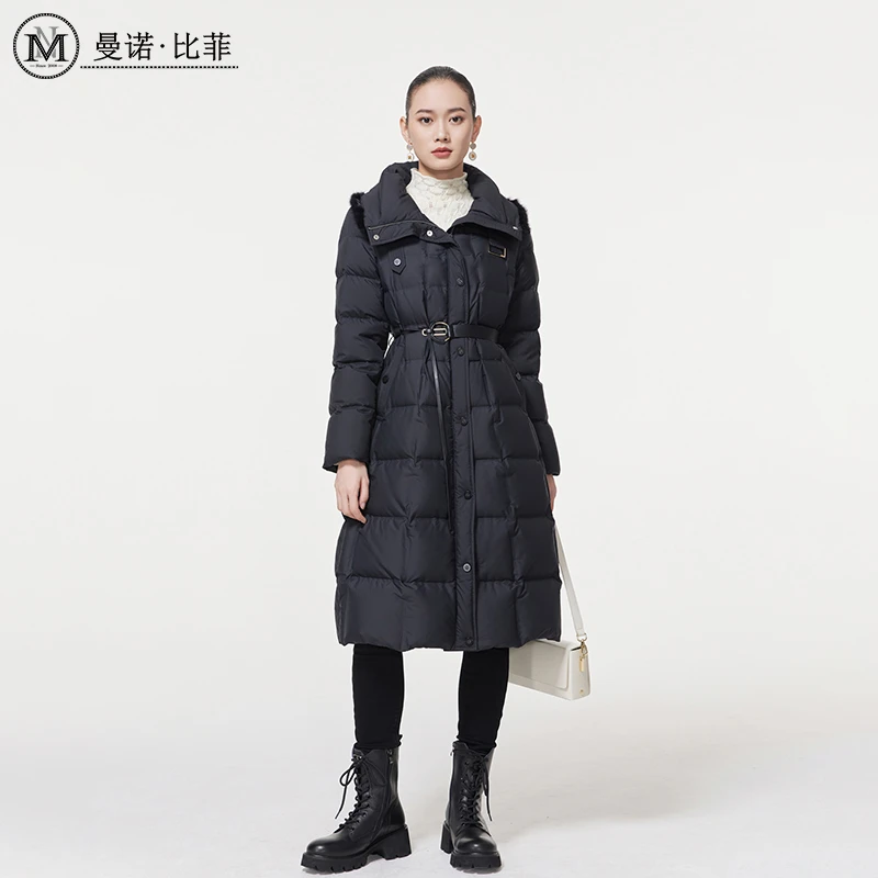 【欧莉专属】曼诺比菲高级感收腰长款羽绒服MEDI145097