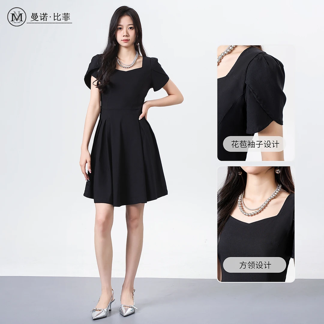 【小铃铛】复古显瘦收腰连衣裙DMFBL121076