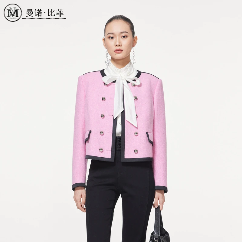 【高高甄选】毛呢开衫圆领短款套MEJG141008