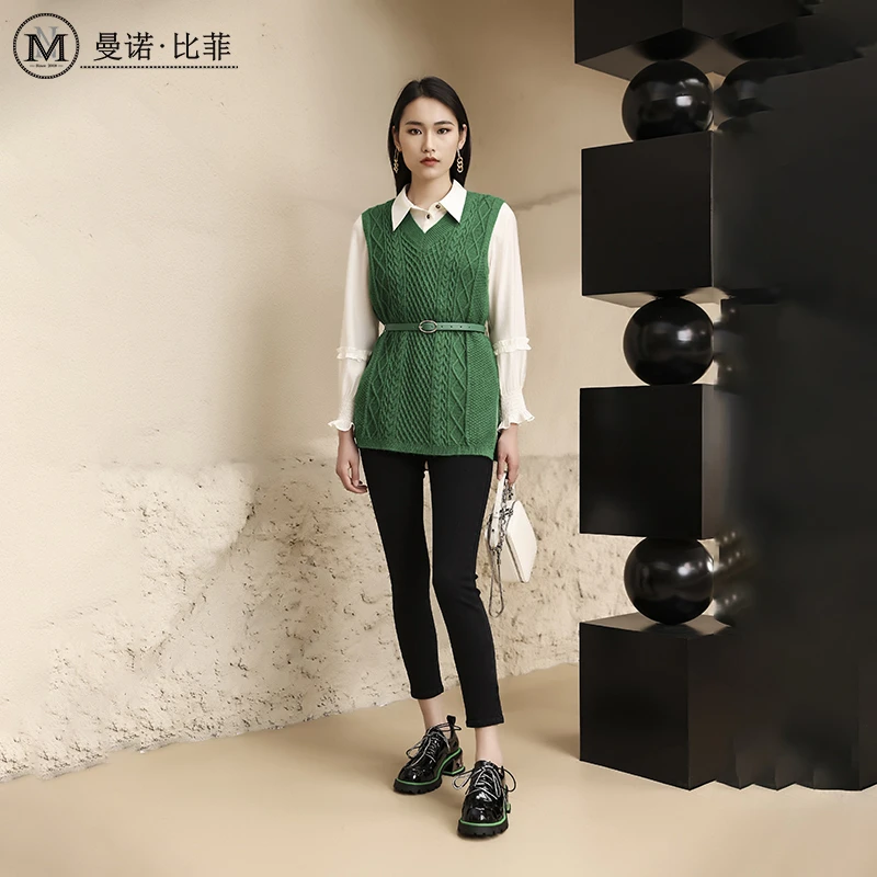 【林一专属】「曼诺比菲」商务职场设计感毛织套装MCDJ134092