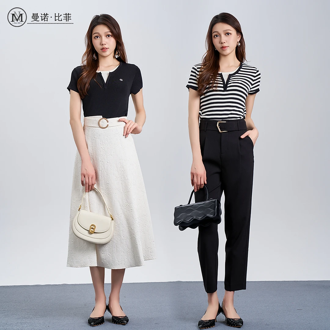 【老板娘夏天】设计感假两件短袖上衣女DMFCM121084