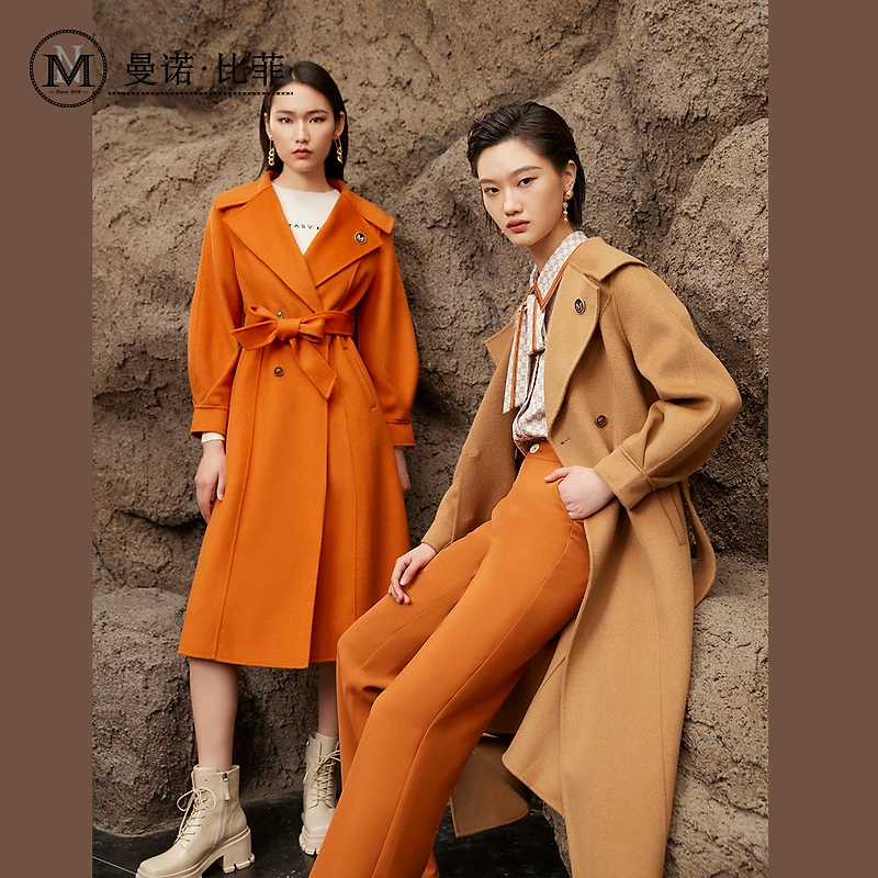 【高高甄选】「曼诺比菲」商务系列长款双面呢外套MCEG136144