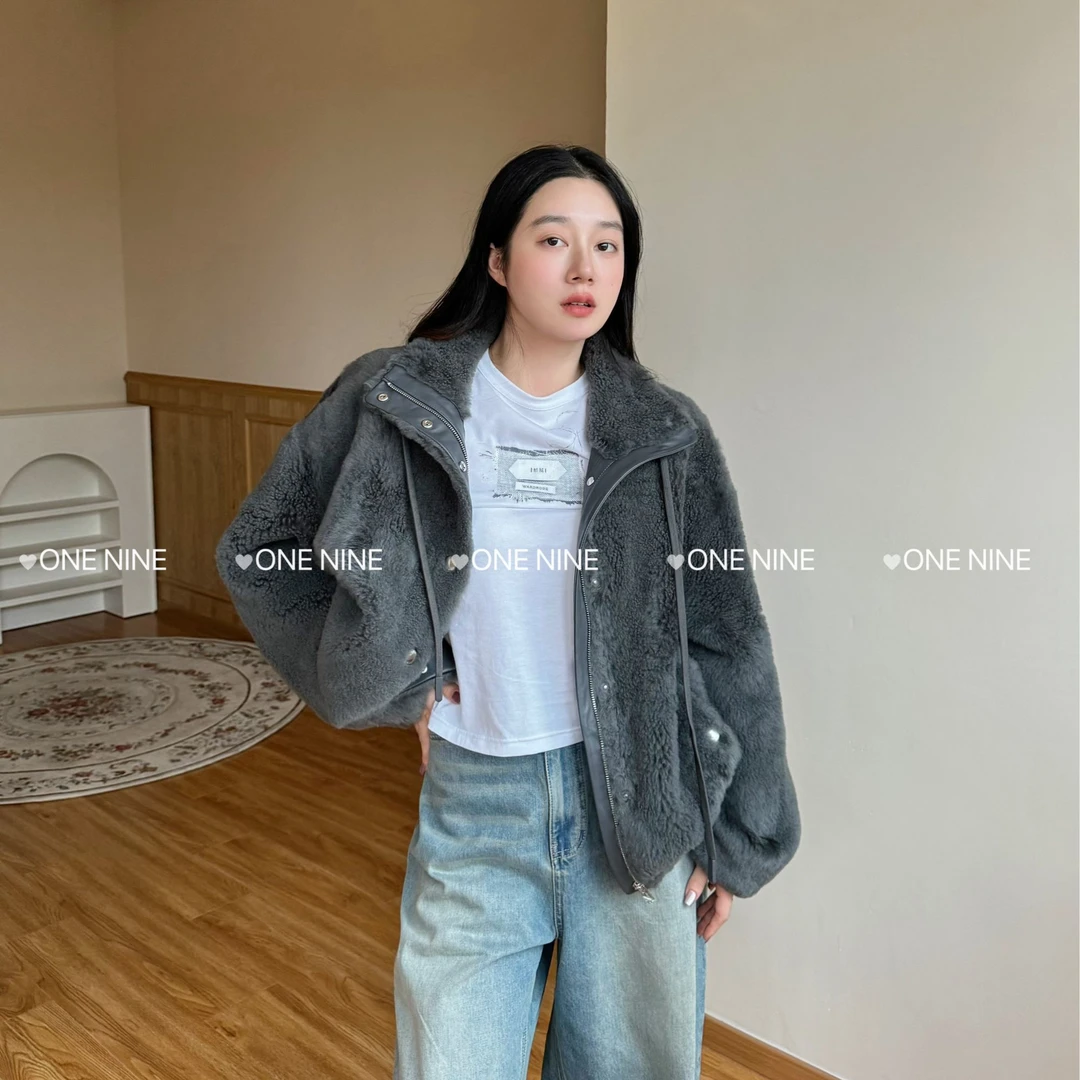 24冬季新品拉贡毛立领夹克（皮毛一体）MWDFWFJK0856X