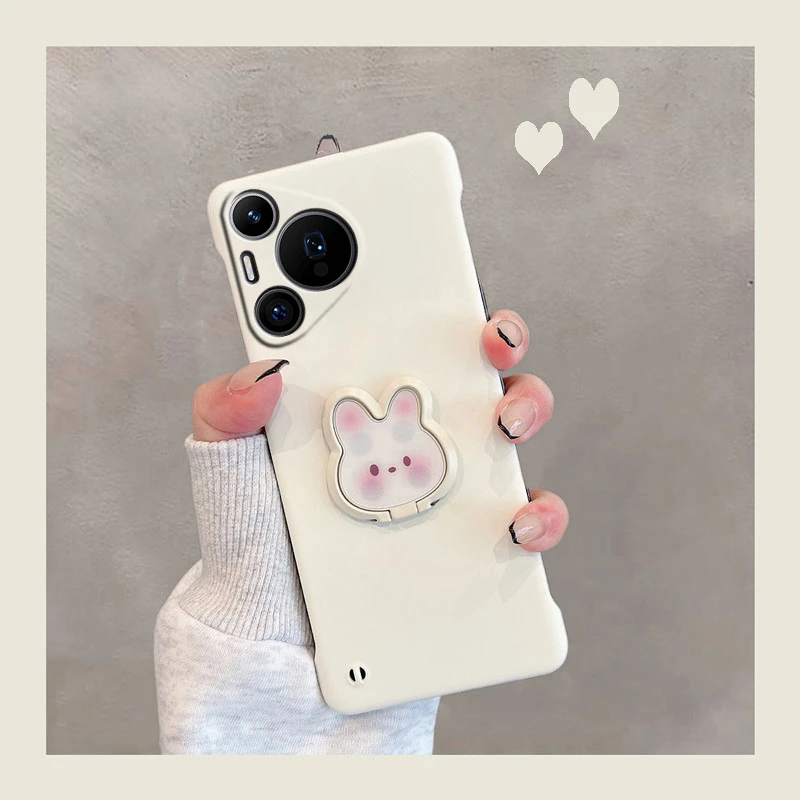 华为pura70手机壳p70pro新款女无边框pro+半包带支架硬壳超薄可爱