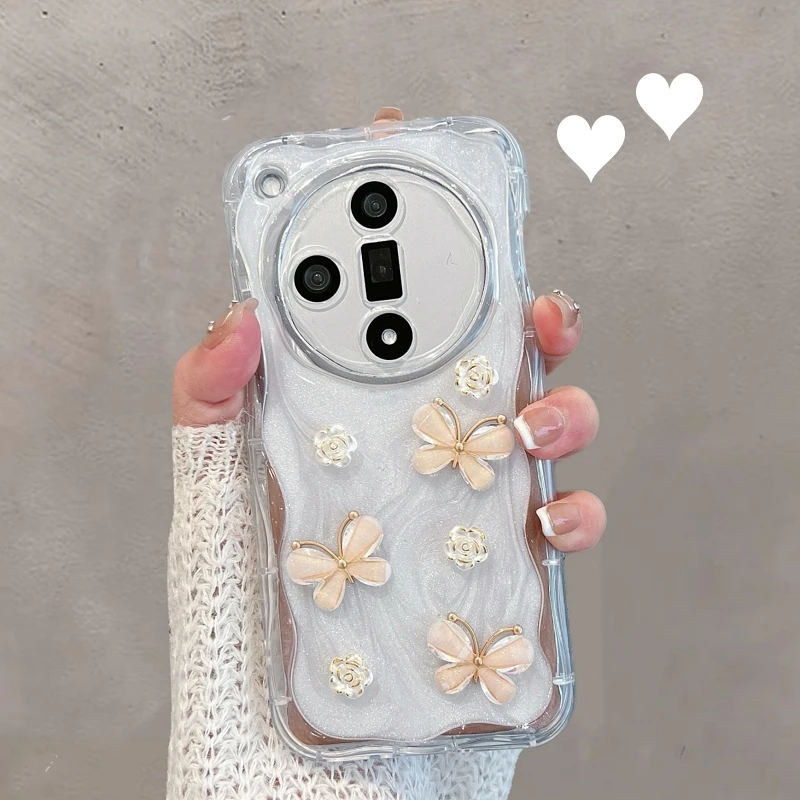 oppofindx7手机壳高级感立体山茶花findx7女蝴蝶全包防摔ins创意