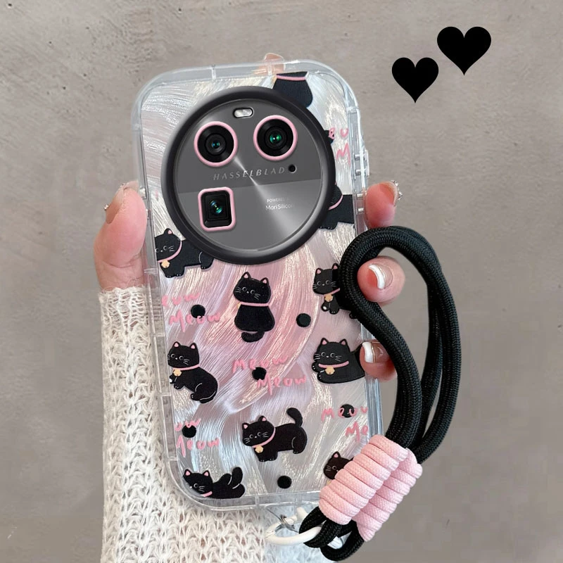 适用oppofindx6手机壳pgfm10新款可爱猫咪全包防摔 ins卡通高级感