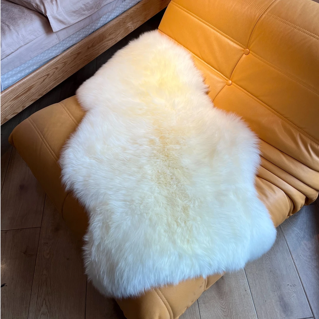 澳洲进口羊皮毛一体整张凳子坐垫羊皮冬季加厚真皮沙发座椅家用