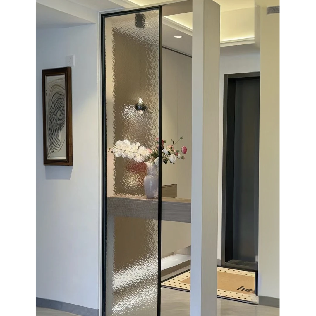 极窄屏风隔断奶油极简风水波纹定制